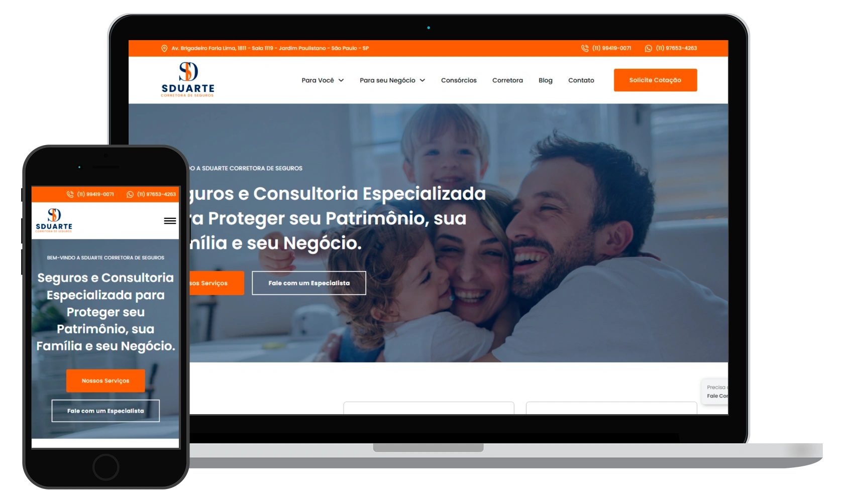 Site SDuarte Corretora de Seguros - Doce Web Criação de Sites