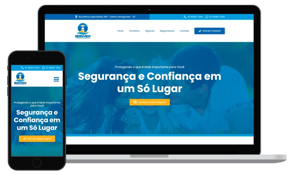 Site Bernardo Corretora de Seguros - Doce Web Criação de Sites