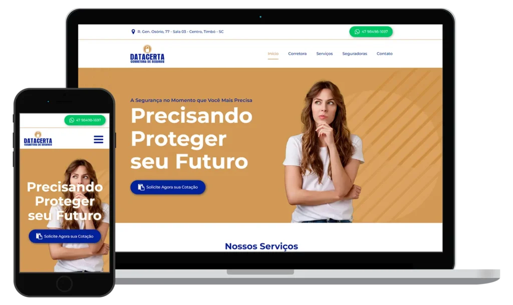 Site DataCerta Corretora de Seguros - Doce Web Criação de Sites