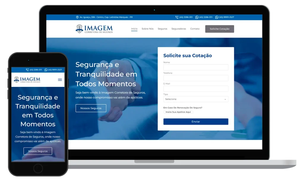 Site Imagem Corretora de Seguros - Doce Web Criação de Sites