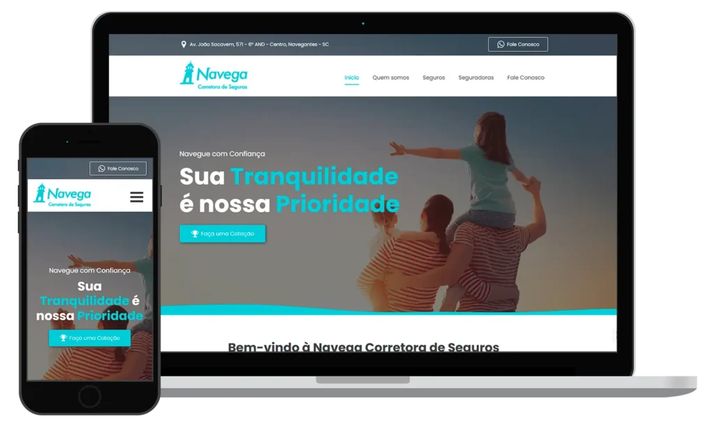 Site Navega Corretora de Seguros - Doce Web Criação de Sites
