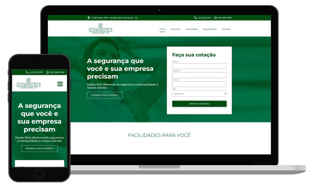 Site Schwaderer Corretora de Seguros - Doce Web Criação de Sites